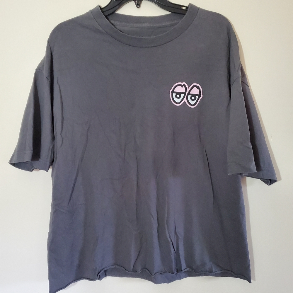 Krooked Skateboard Skateshop SoCal Grey Pink Ride Straight Size XL Cropped Tee
